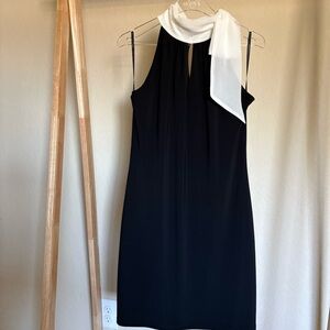 White House Black Market Black and White Midi Dress